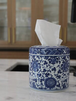 House of Happy The Marlo Blue White Floral Tissue Vessel