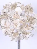 Farrisilk 6" Designer Ivory Bejeweled Hydrangea | Elegant Flower, Home & Event Decor