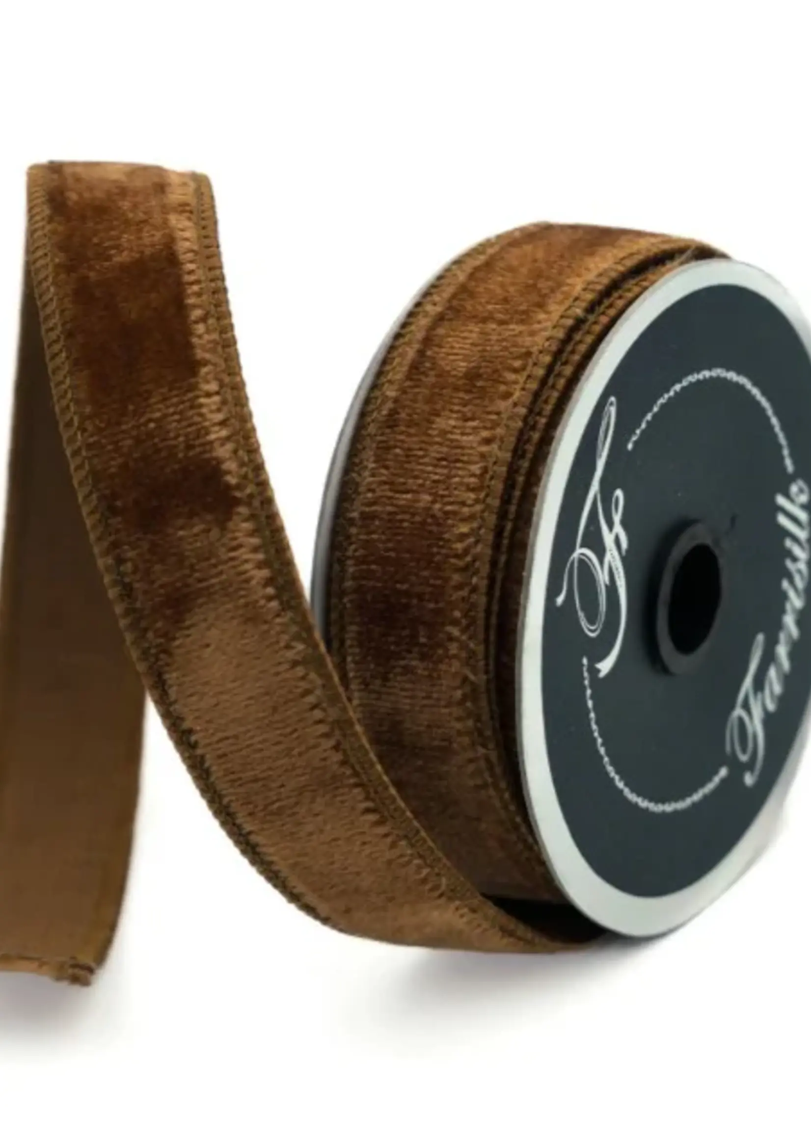 Farrisilk Velvet Ribbon | Platinum 1" x 10 Yards | Craft, Gift Wrap & DIY Ribbon