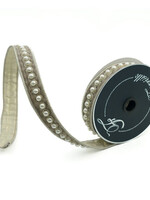 Farrisilk 1" x 5 Yards Pearl Border Platinum Ribbon | Craft & Gift Wrapping Ribbon