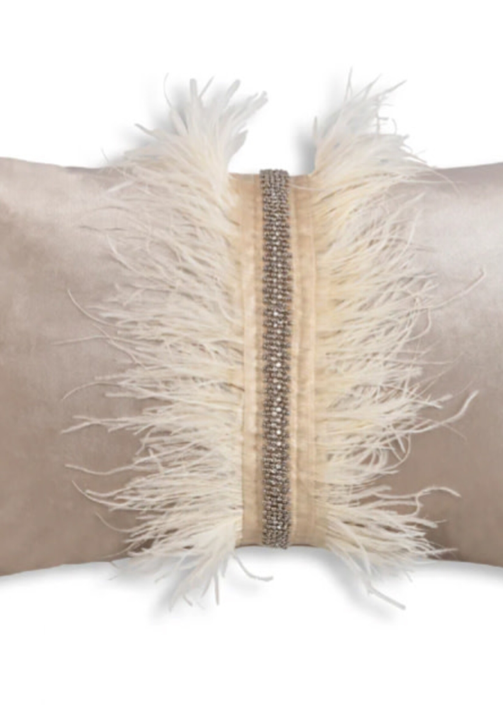 Cloud9 AVA01C-BG 14X20 Beige velvet with matching ostrich feathers and silver beads