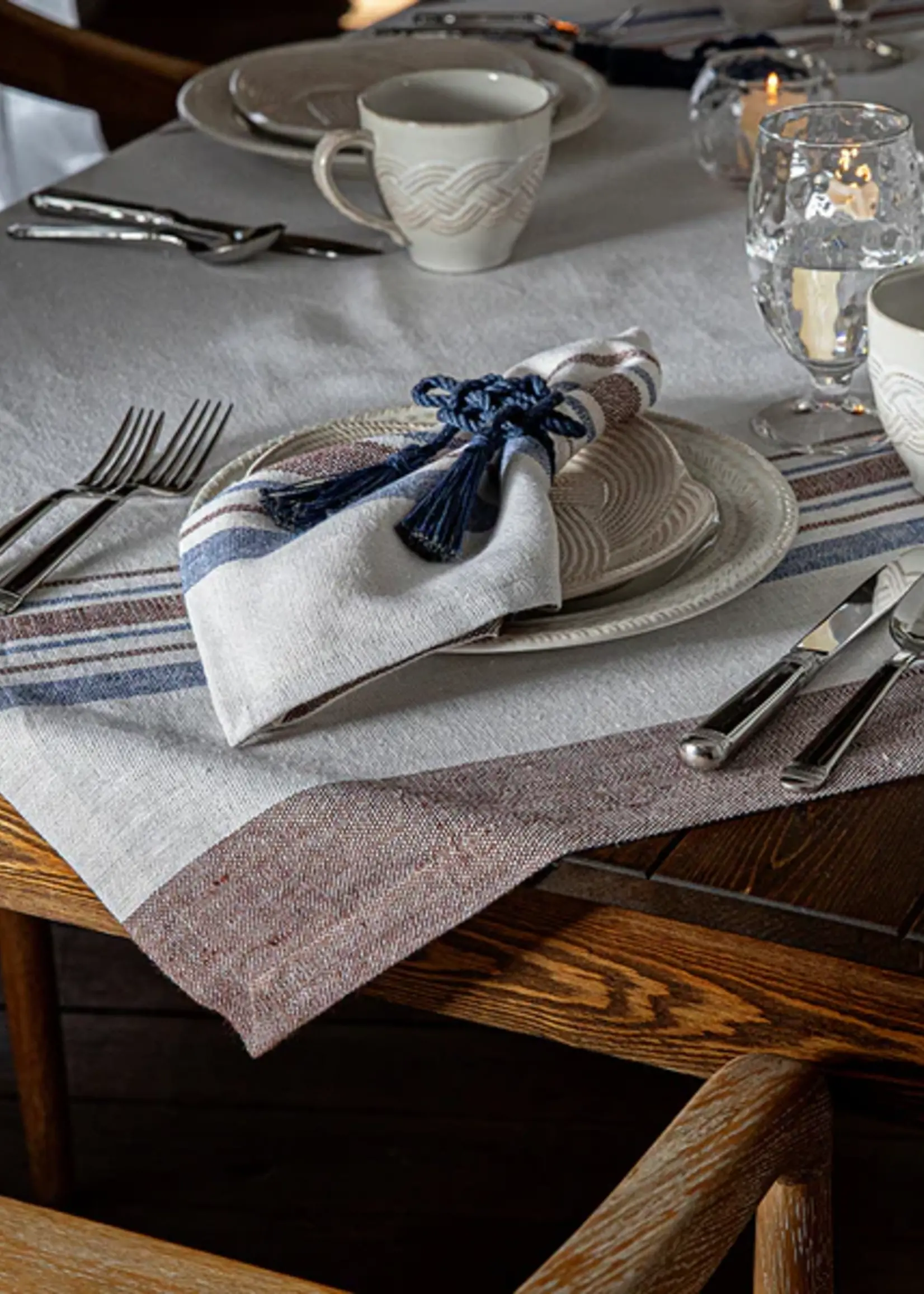 Juliska Juliska Danish Stripe Collection – Taupe Woven Linen Tableware