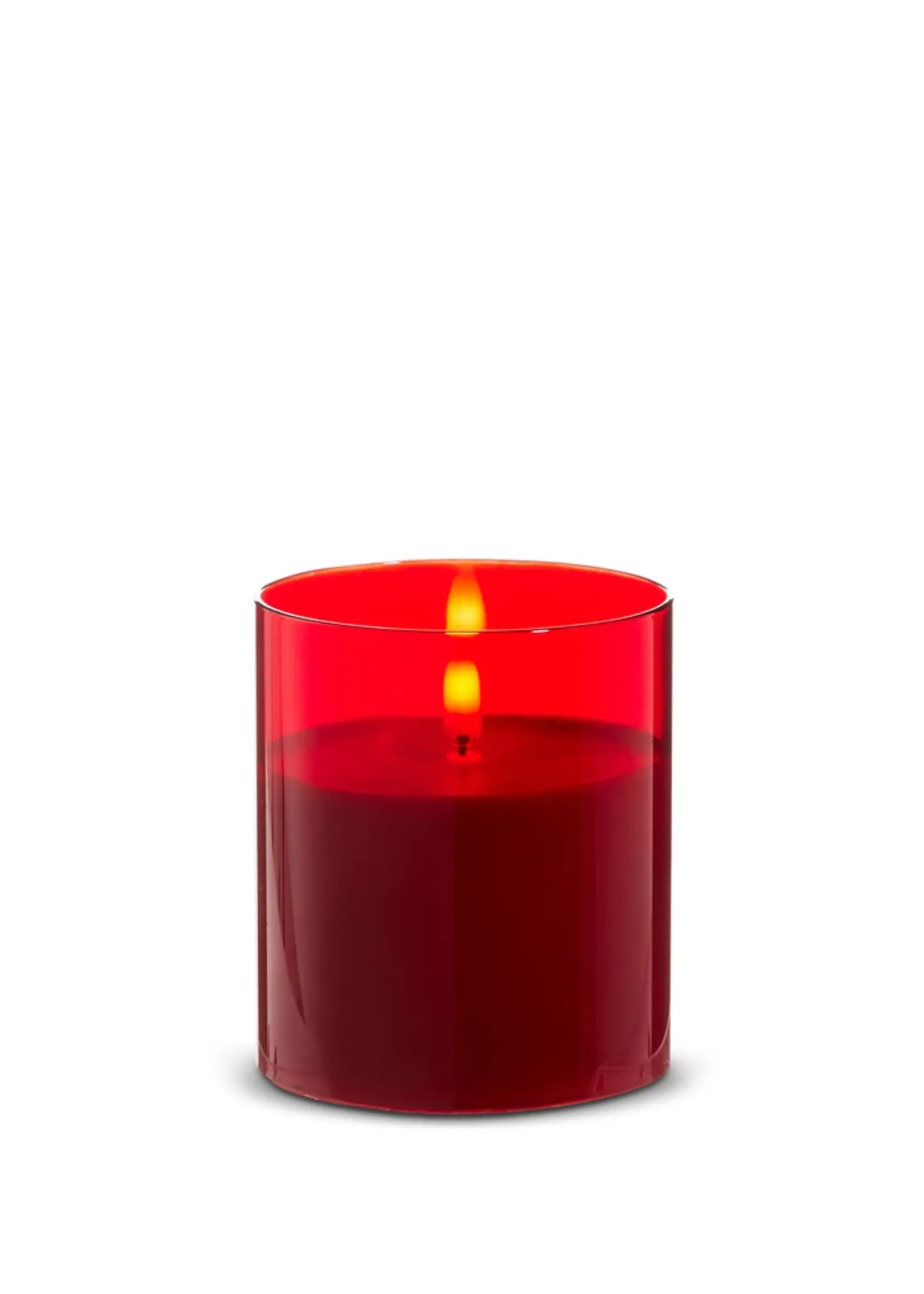 RAZ Imports  Raz Red Glass Pillar Candles