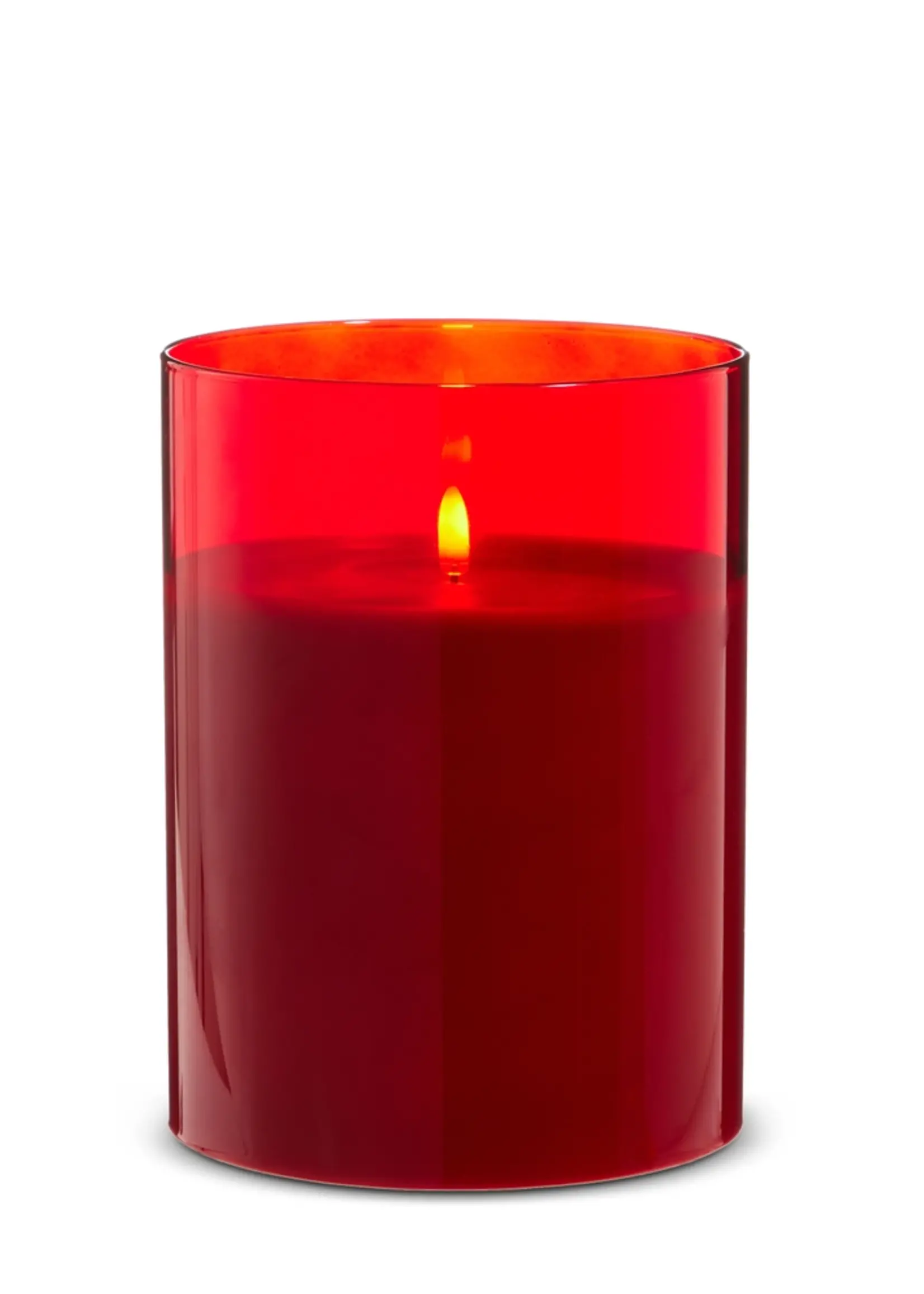 RAZ Imports  Raz Red Glass Pillar Candles