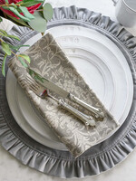 Crown Linen Placemat, Round Ruffle, Velvet Pewter - P844