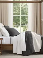 Hi End Accents Porto MatelassÃ© Duvet Cover Set, Queen, Charcoal, 3PC FB1757-QN-GY