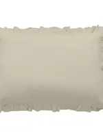 Hi End Accents Lily Washed Linen Ruffled Dutch Euro Pillow, 27" x 39", White, 1PC FB1947DE-OS-WH