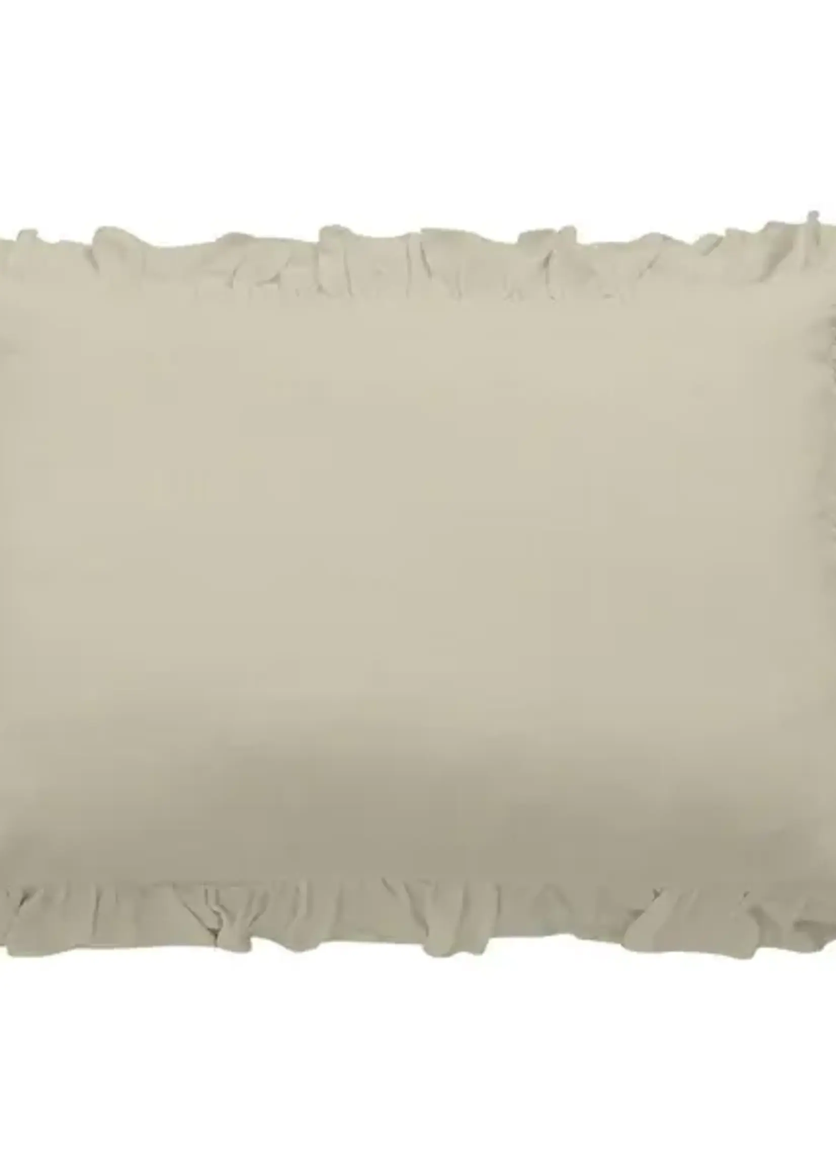 Hi End Accents Lily Washed Linen Ruffled Dutch Euro Pillow, 27" x 39", White, 1PC FB1947DE-OS-WH