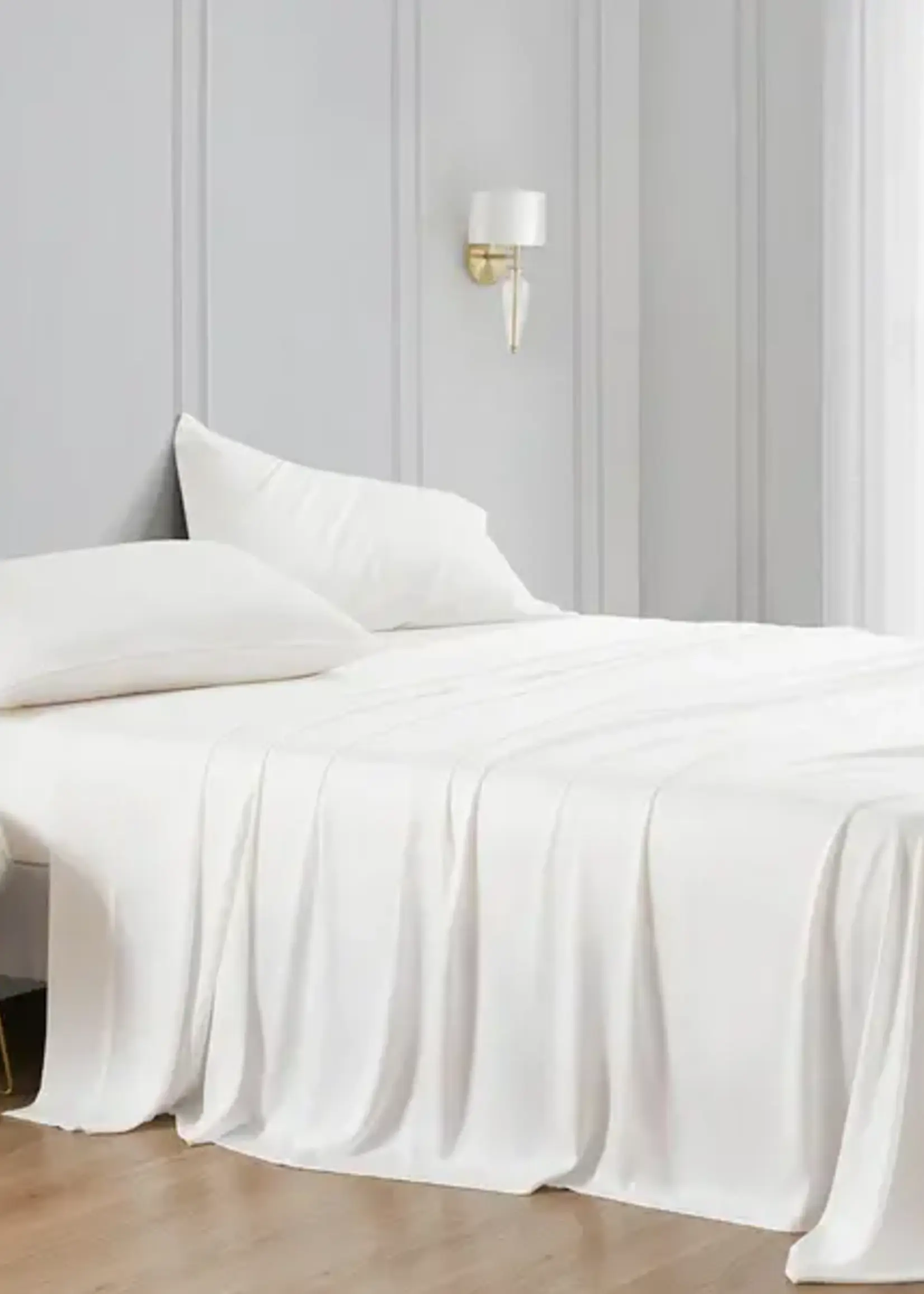 Hi End Accents Eucalyptus Sheet Set, Queen, White, 4PC FB2135SS-QN-WH