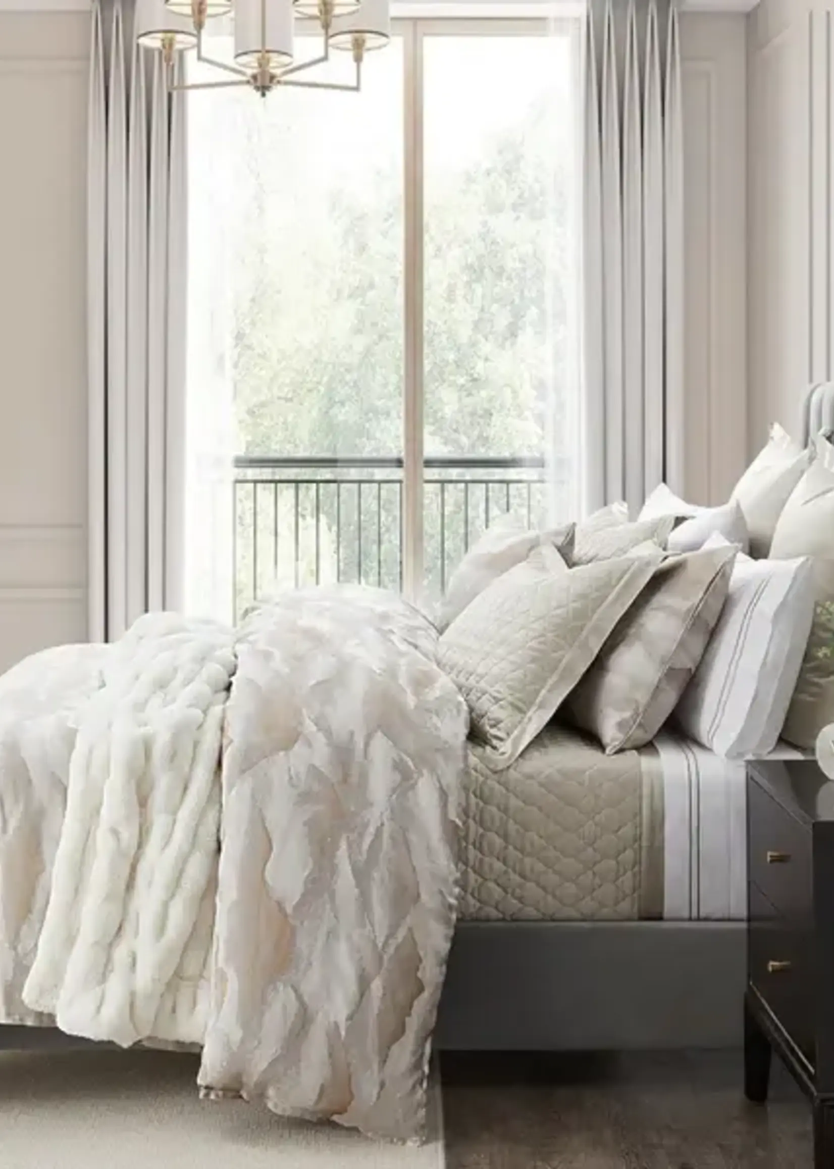 Hi End Accents Serenity Modern Jacquard Duvet Cover Set, Queen, Champagne, 3PC FB2232DS-SQ-CN