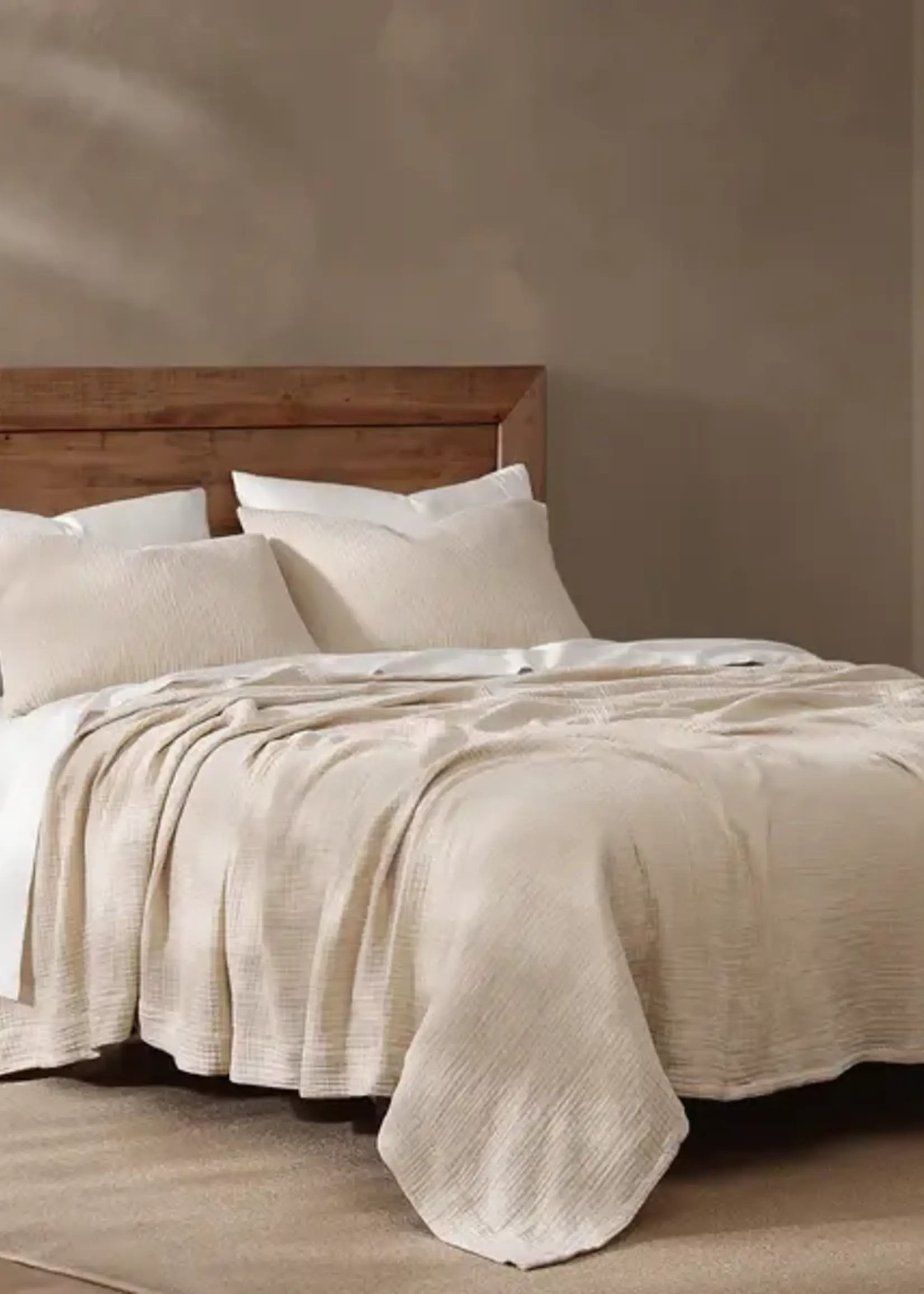 Hi End Accents Cotton Voile Blanket Set, Full/Queen, Sable, 3PC FB2400-FQ-SB