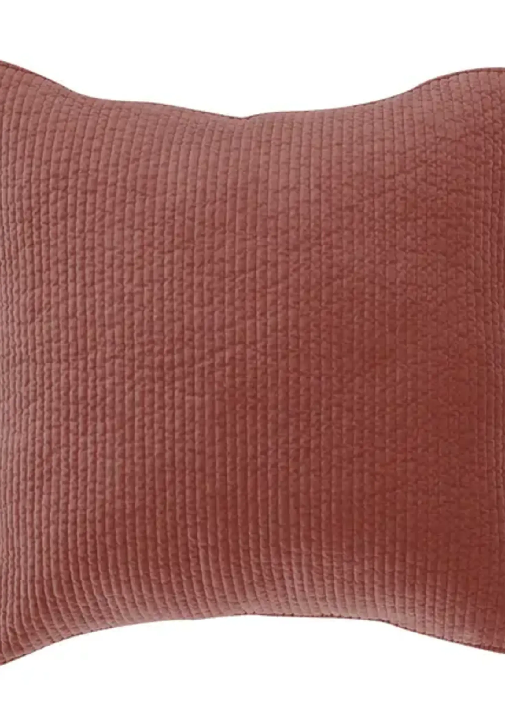 Hi End Accents Stonewashed Cotton Velvet Quilted Euro Sham, 27" x 27", Salmon, 1PC FB6500ES-OS-SA