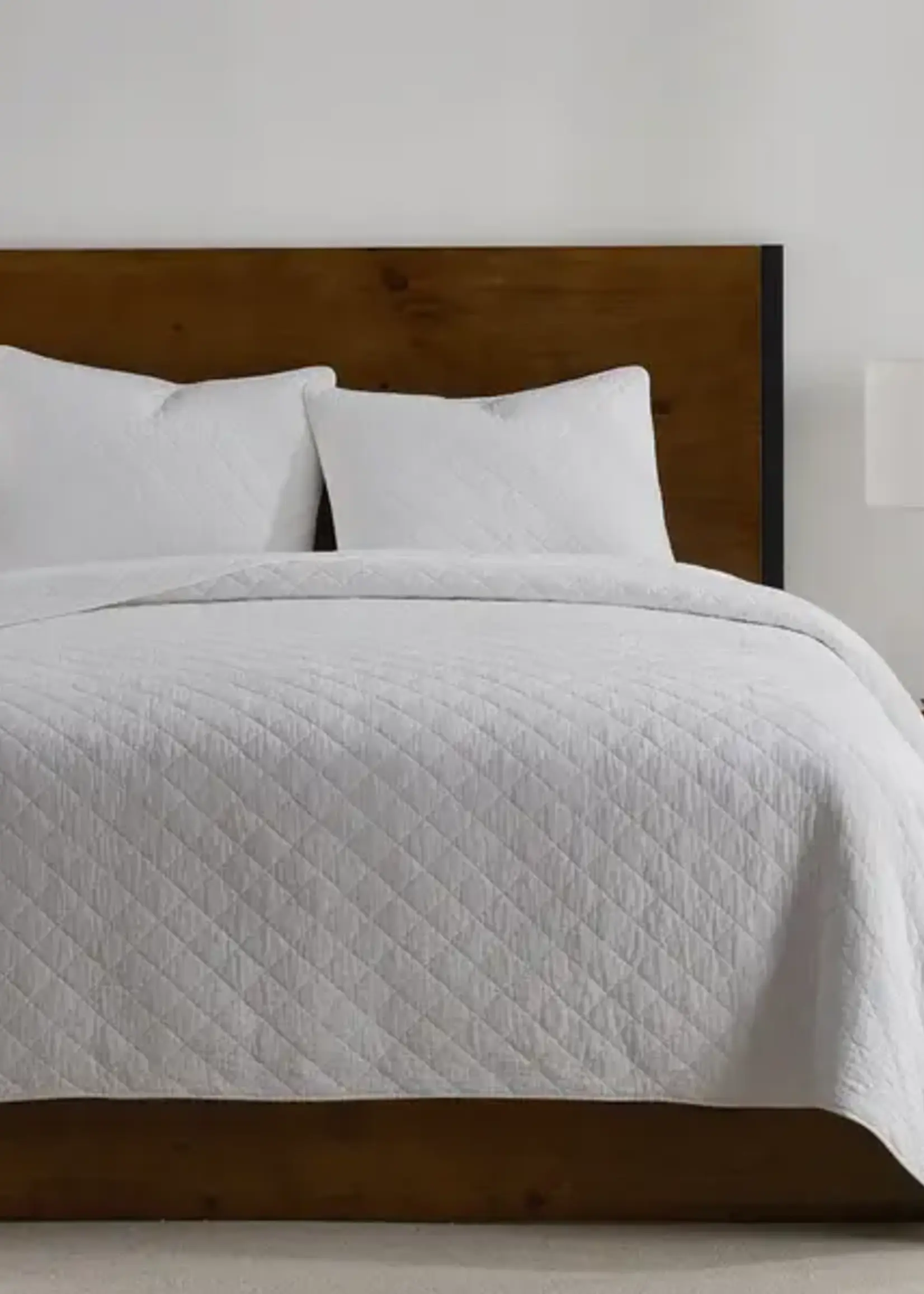 Hi End Accents Stonewashed Cotton Gauze Quilt Set, Full/Queen, Vintage White, 3PC PK3200-FQ-VW