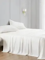 Hi End Accents Eucalyptus Sheet Set, King, White, 4PC FB2135SS-KG-WH