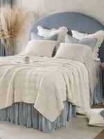 Hi End Accents Stella Faux Silk Velvet Double Box Stitch Quilt Set, Full/Queen, Stone, 3PC FB6600-QN-ST