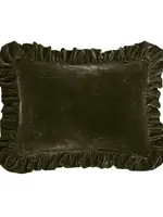 Hi End Accents Stella Faux Silk Velvet Ruffled Oblong Pillow, 16" x 21", Fern Green, 1PC FB6800P2-OS-FG