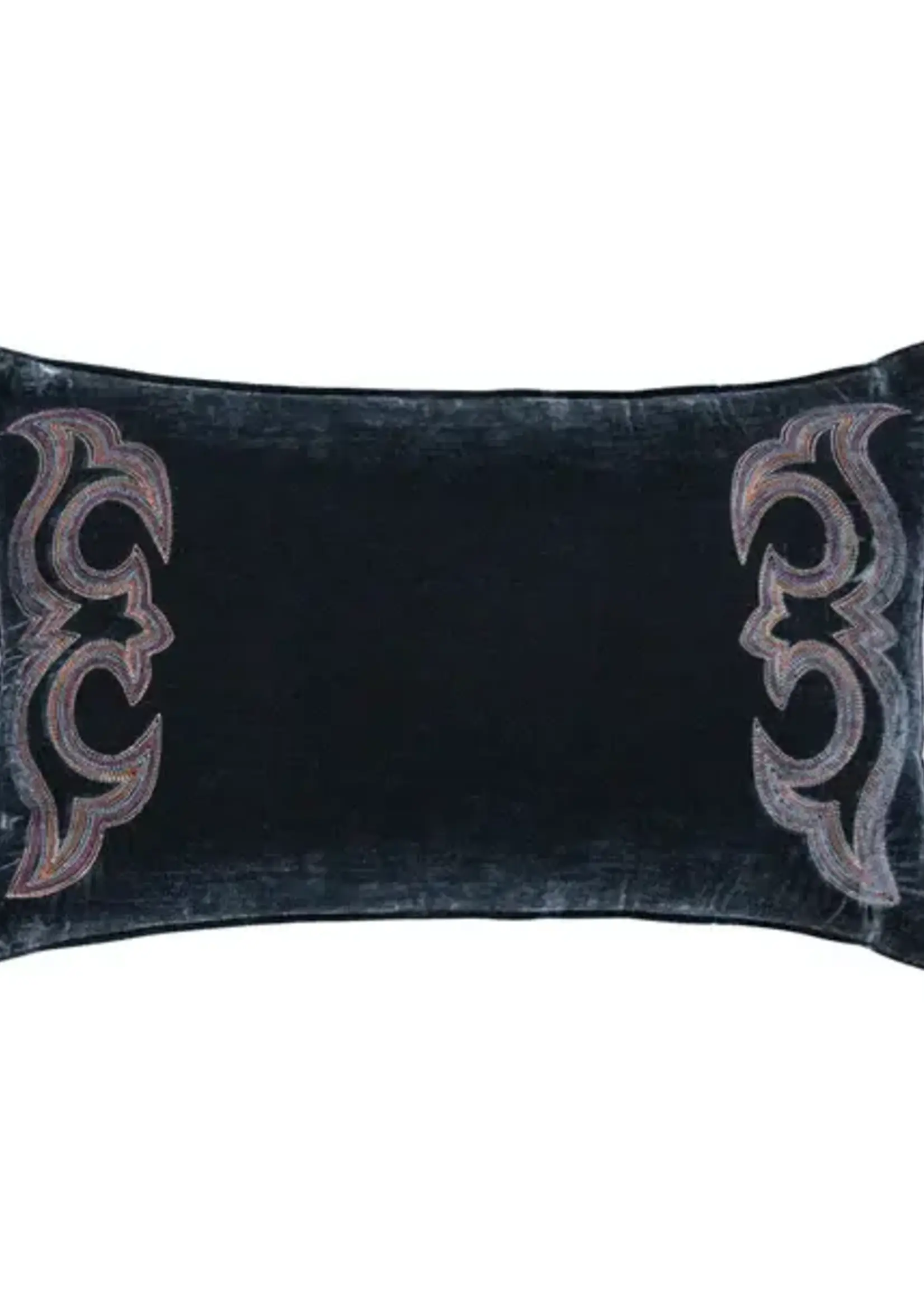 Hi End Accents Stella Boot Stitch Faux Silk Velvet Lumbar Pillow, 14" x 24", Midnight Blue, 1PC FB6800P3-OS-MB