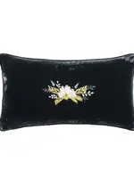 Hi End Accents Stella Western Floral Embroidered Faux Silk Velvet Lumbar Pillow, 14" x 24", Midnight Blue, 1PC FB6800P8-OS-MB