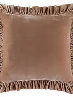 Hi End Accents Stella Faux Silk Velvet Ruffled Euro Sham, 27" x 27", Dusty Rose, 1PC FB6800ES-OS-DR