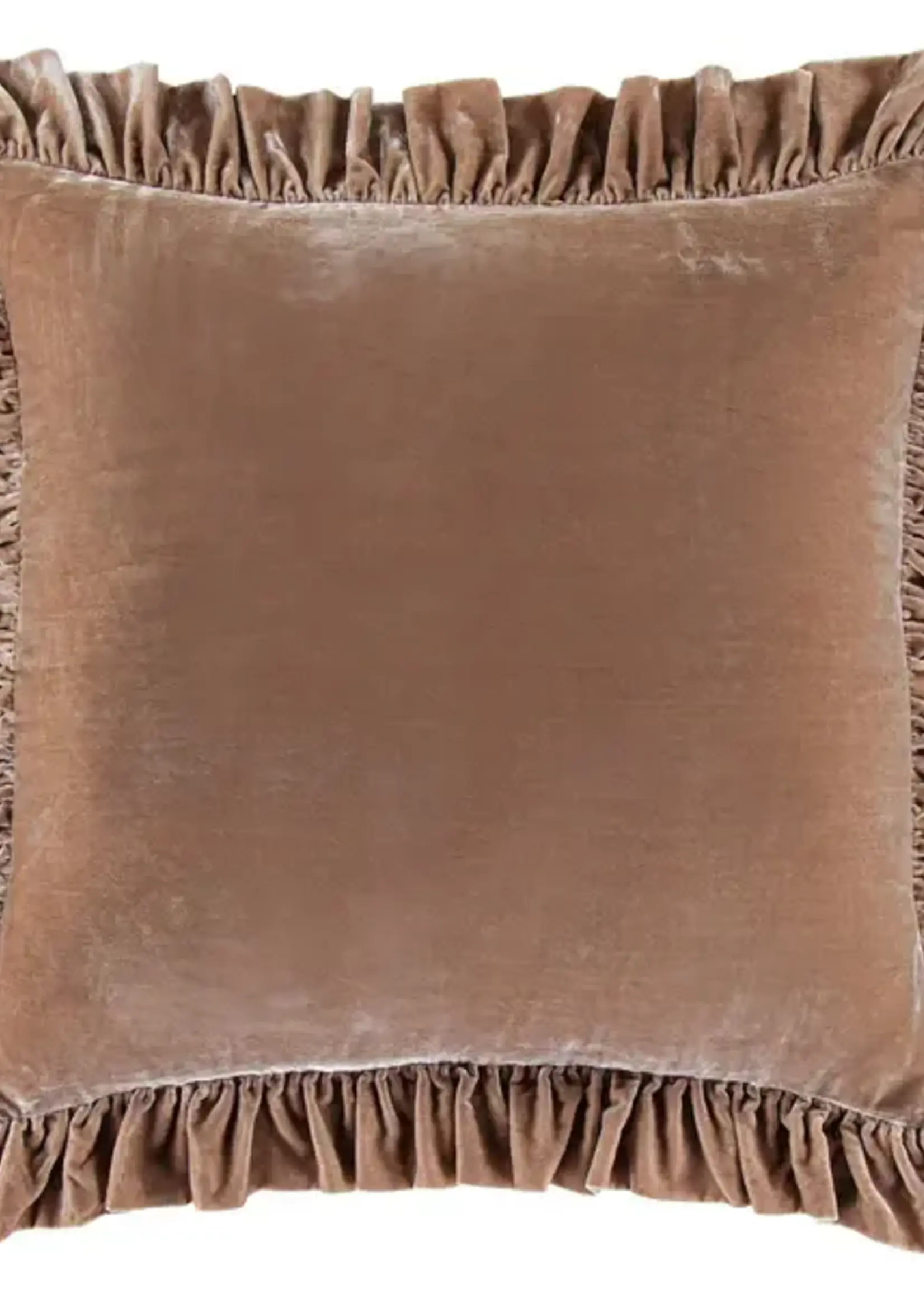 Hi End Accents Stella Faux Silk Velvet Ruffled Euro Sham, 27" x 27", Dusty Rose, 1PC FB6800ES-OS-DR