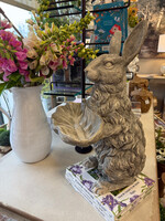 K&K 20412A   22.25 Inch Stone Garden Rabbit Holding Leaf Tray