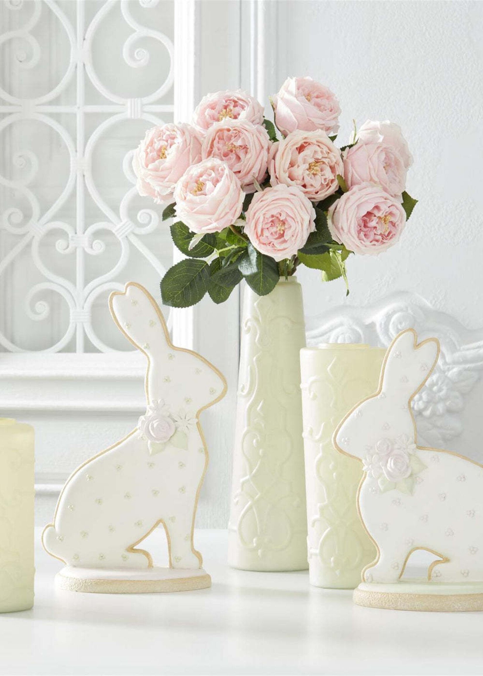 K&K 20422A-2| 14.25 Inch Resin Frosted Easter Bunny Cookie Figur