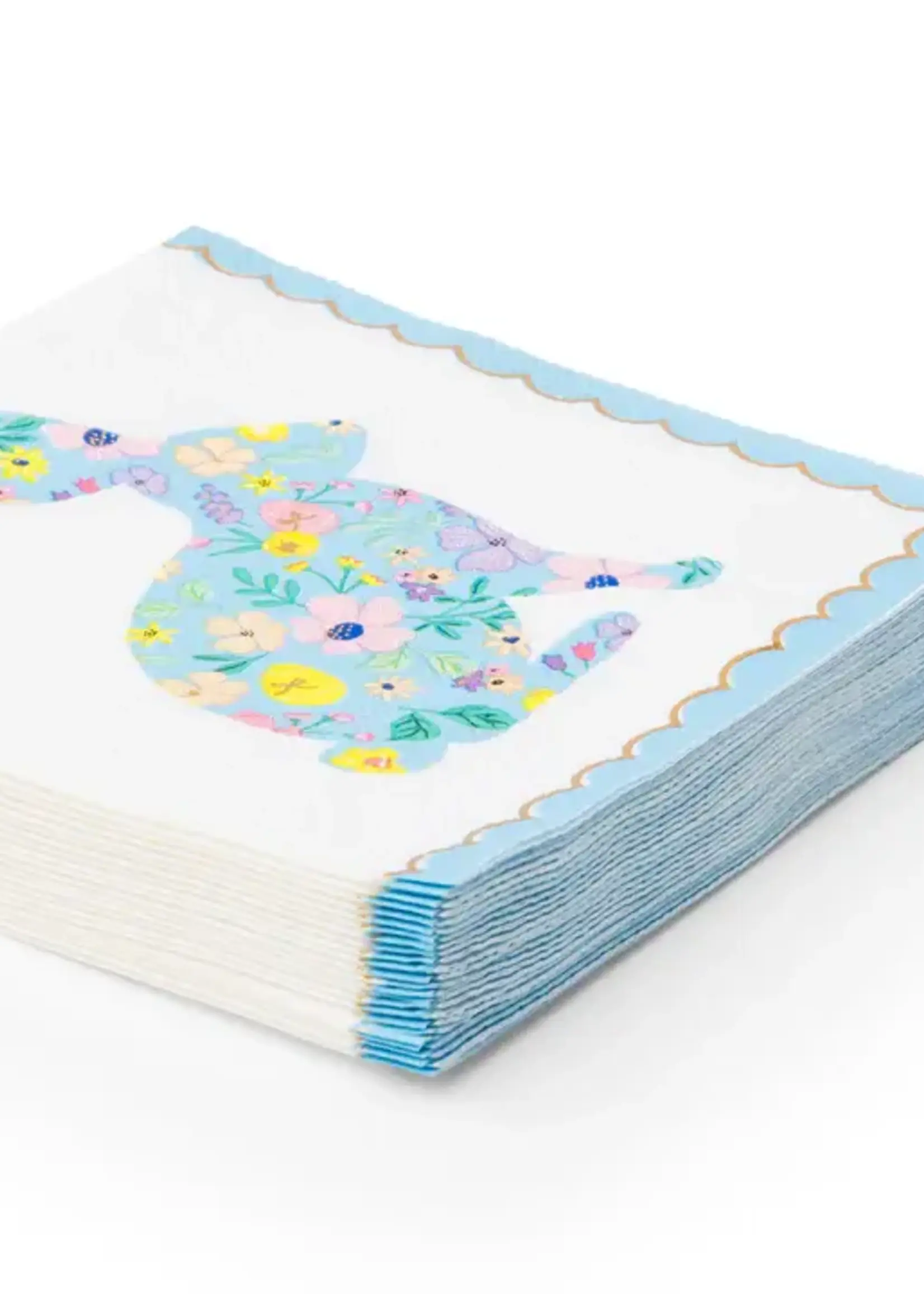 Bonjour Fete Easter Bunny Pastel Floral Small Napkins