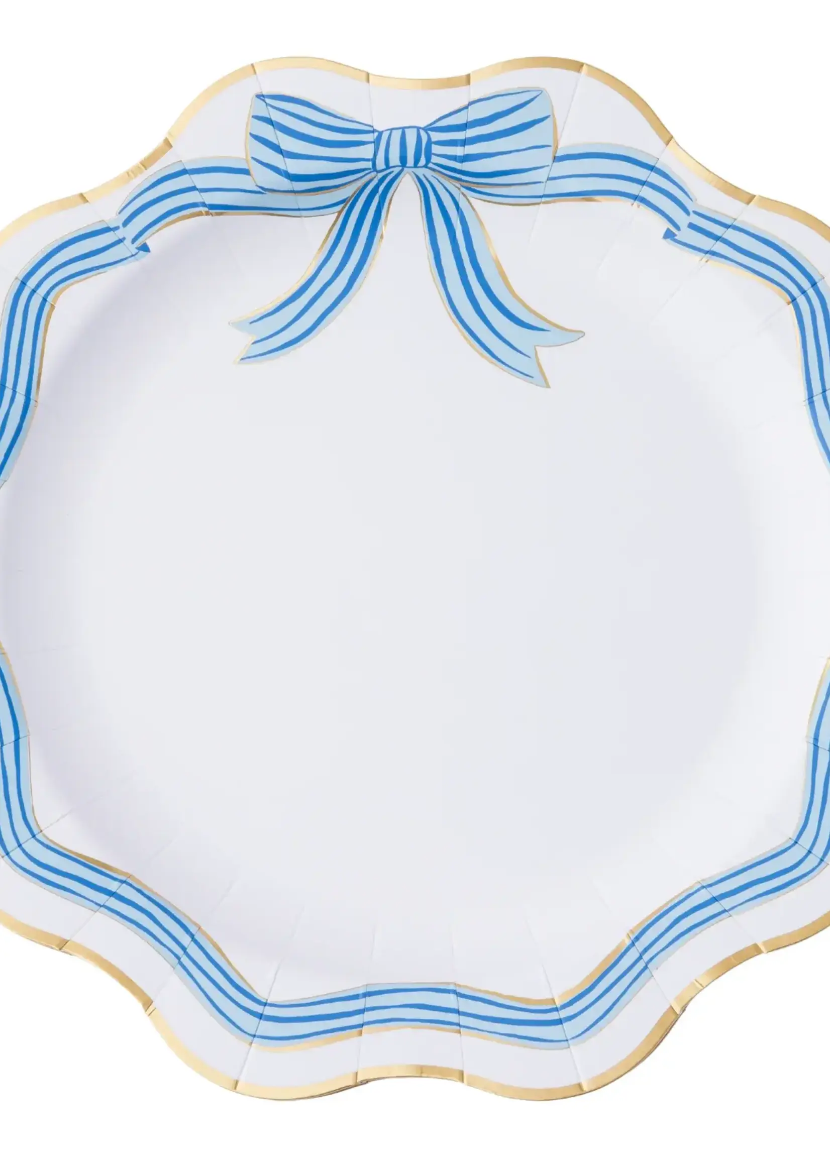 Bonjour Fete Elegant Blue & Gold Bow Dinner Plates