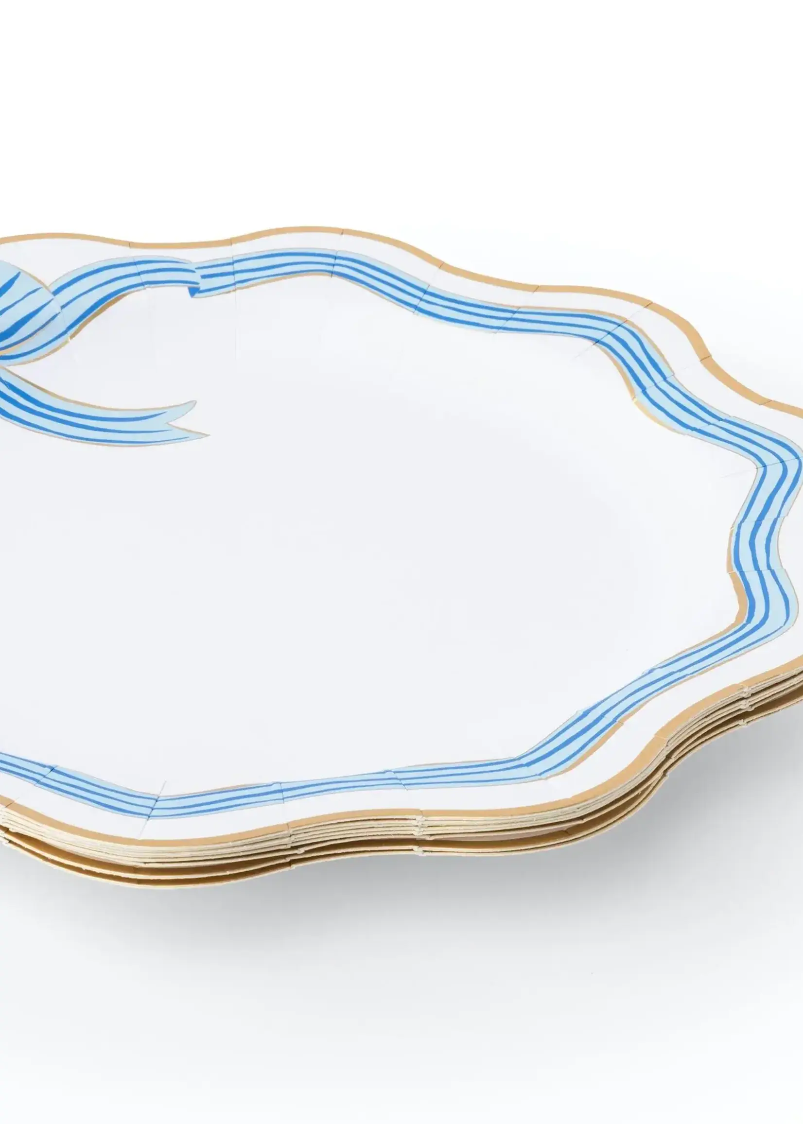 Bonjour Fete Elegant Blue & Gold Bow Dinner Plates