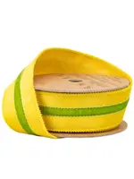 LA RIBBON 7021W-662-38E 1 1/2" Wired Velvet Ribbon w/ Trim | Yellow w/ Green Trim | 10 Yard Roll