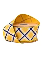 LA RIBBON 9367W-016-63E 2 1/2" Wired Dupioni Ribbon | Blue/White/Yellow Bias Plaid w/ Yellow Backing | 10 Yard Roll