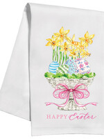 Rosanne Beck 016 1010 Kitchen Towel Handpainted Happy Easter Eggs and Daffodils