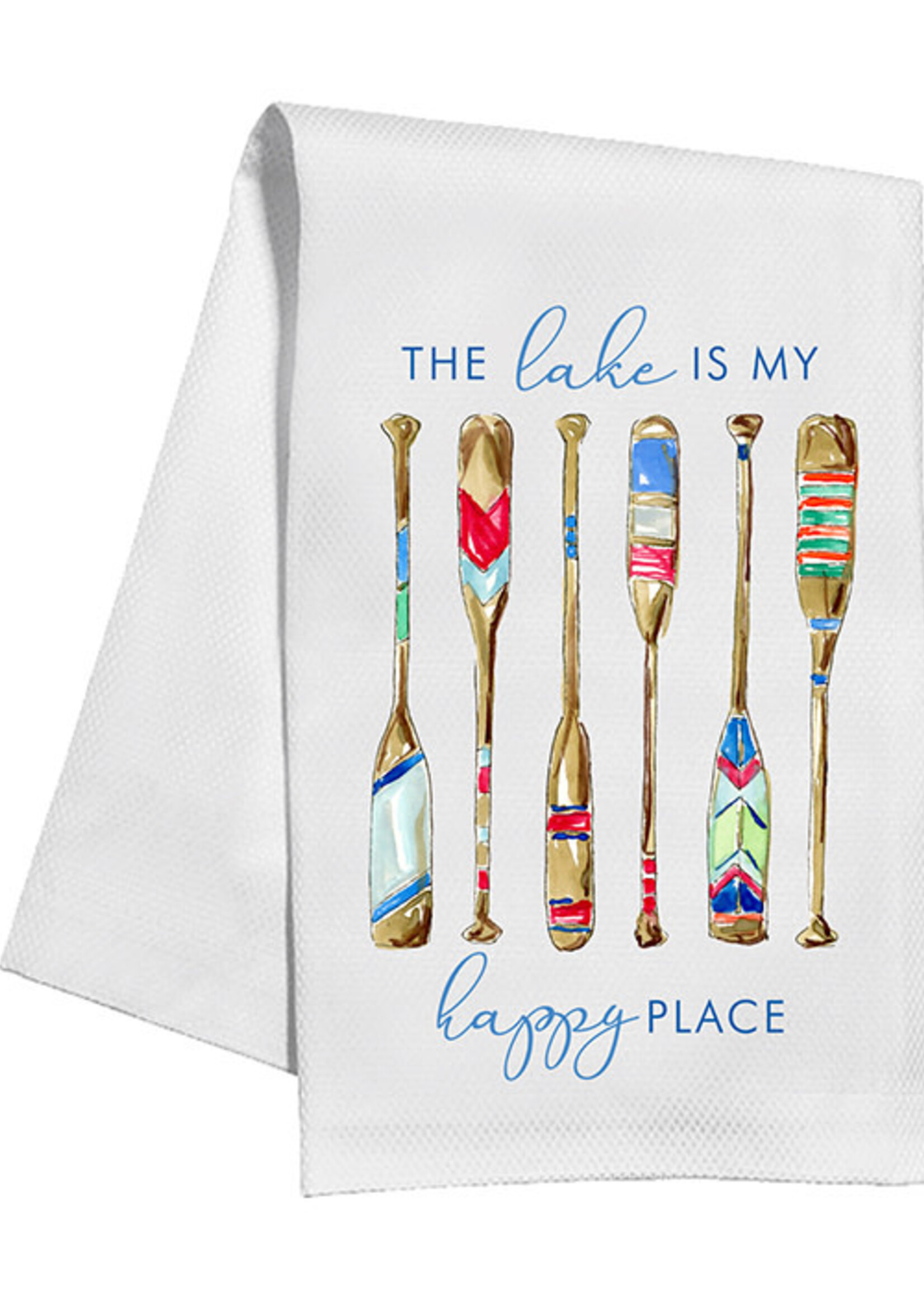 Rosanne Beck Kitchen Towel Handpainted The Lake is my Happy Place Colorful Paddles 016 1023