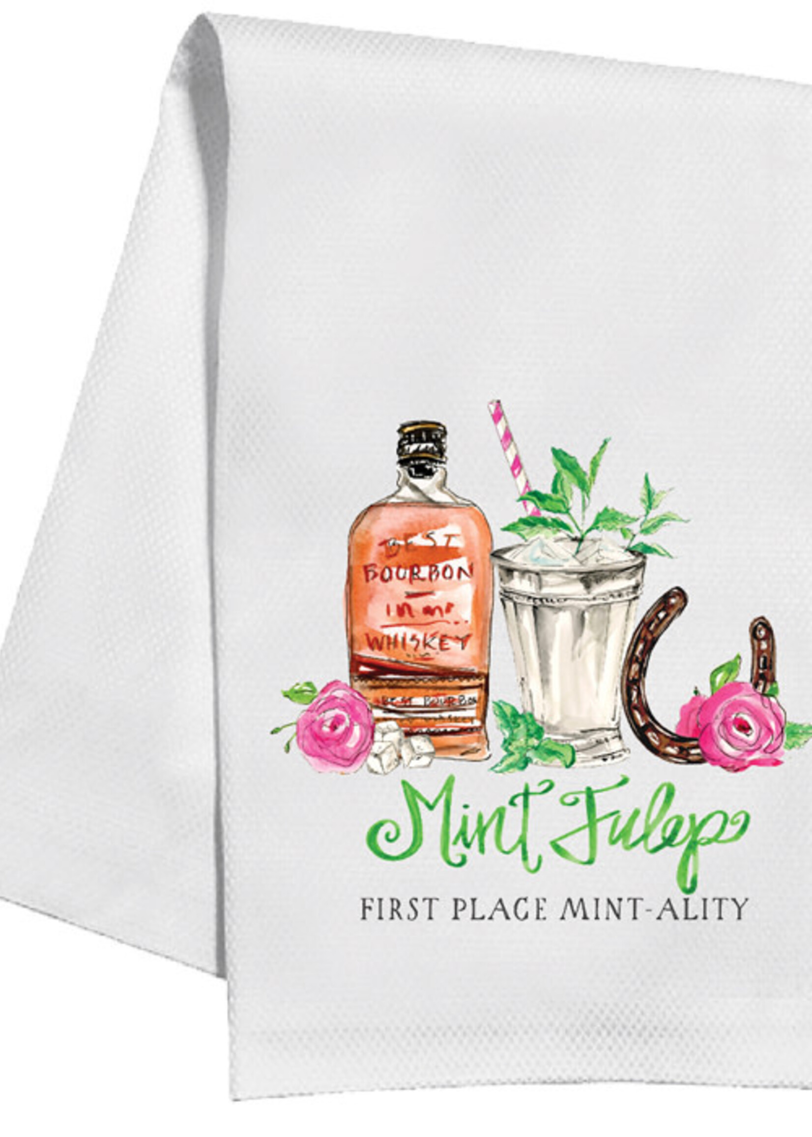 Rosanne Beck 016 1261 Kitchen Towel-Handpainted Mint Julep First Place Mint-ality