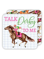 Rosanne Beck 031 1335 Square Coaster-Handpainted Talk Derby to Me Racehorse