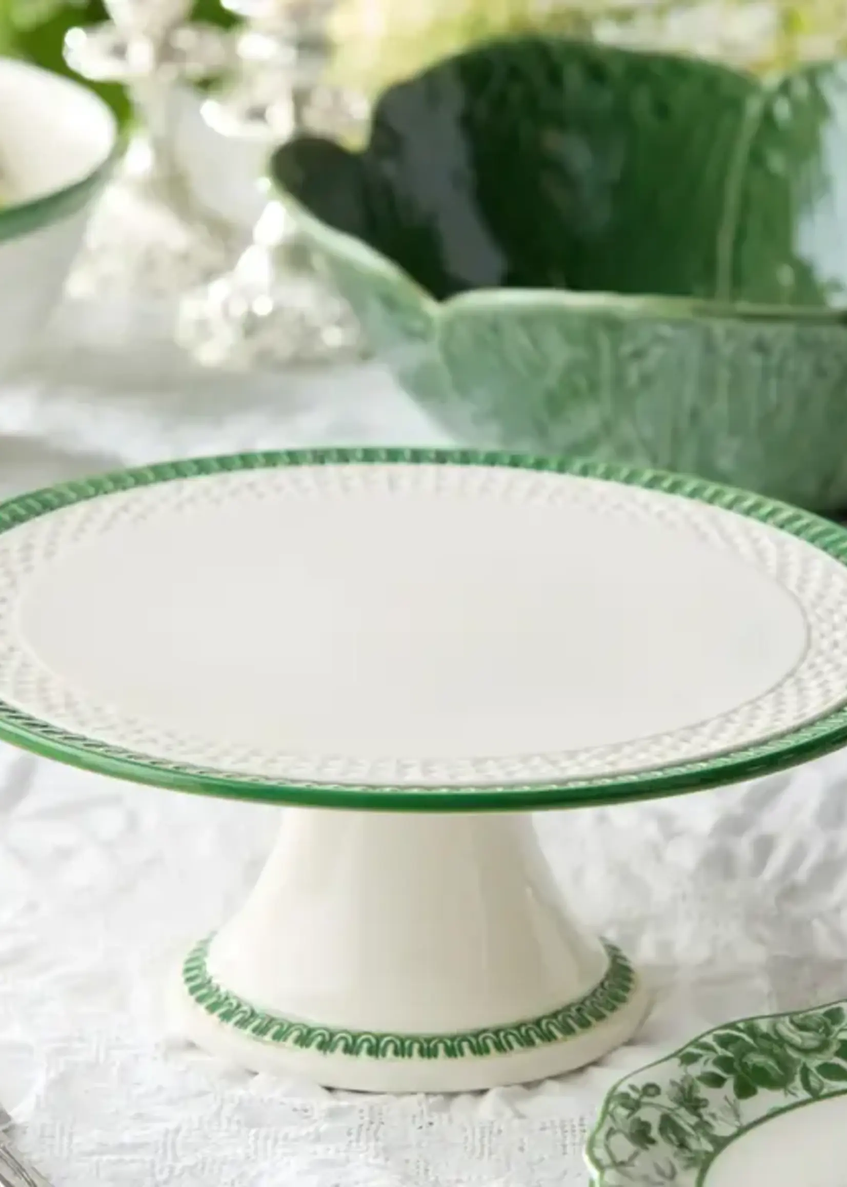 Certified International Le Jardin Embossed Rattan Footed Cake Plate