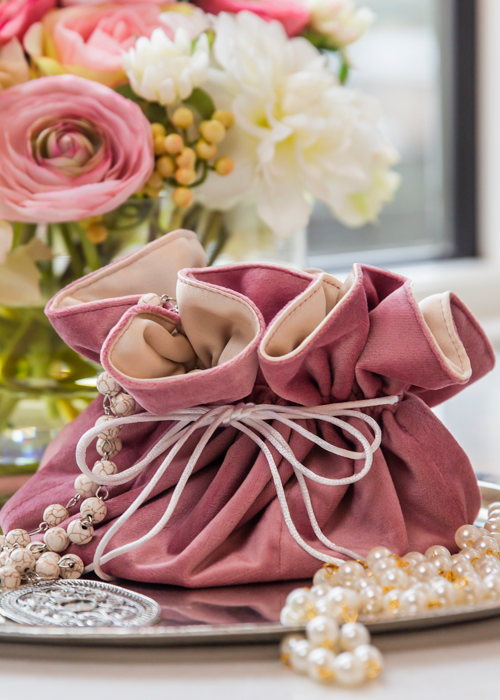 Arte Italica ACJBVR Jewelry Blossom Pouch, Velvet Rose