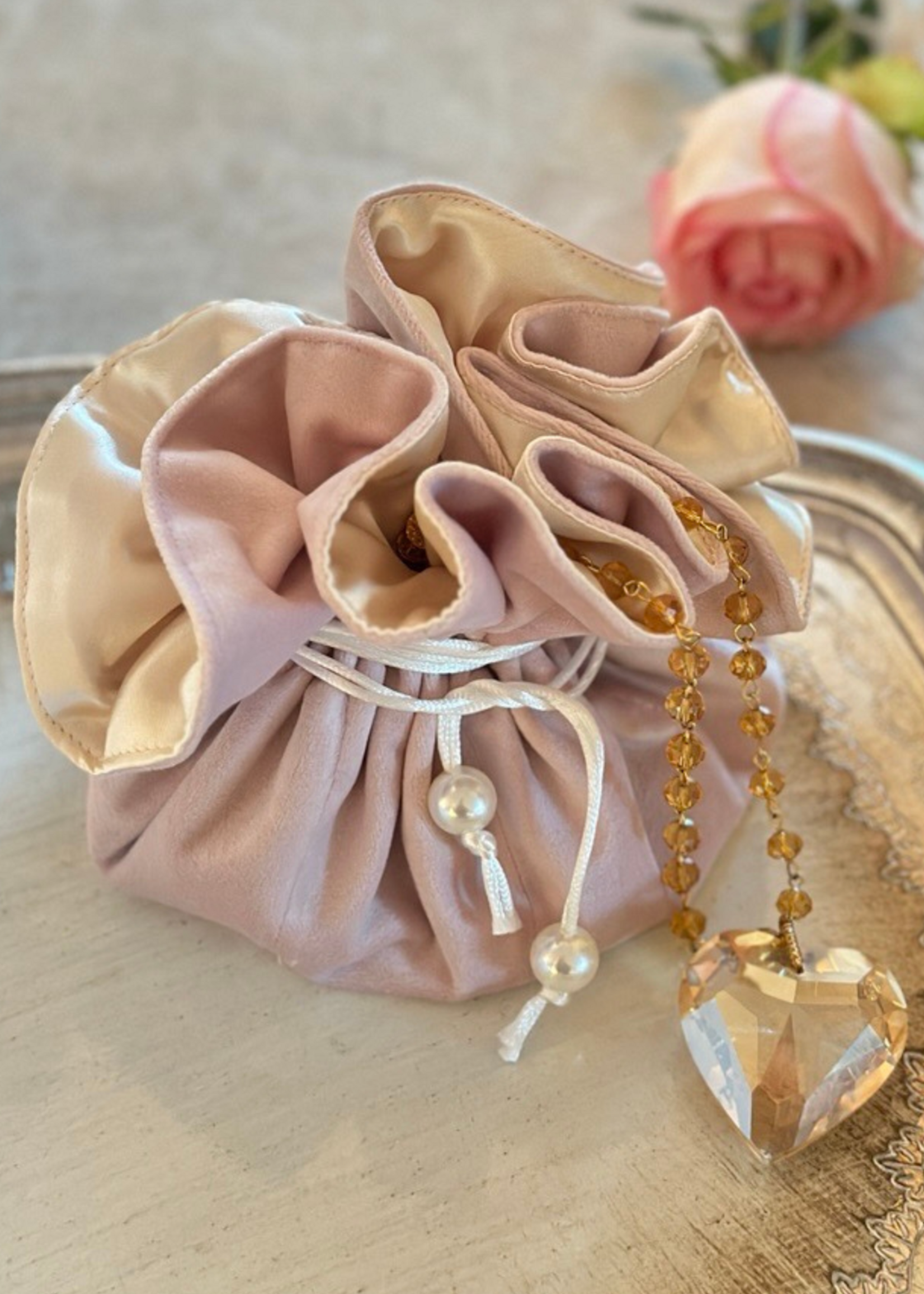 Arte Italica ACJBVR Jewelry Blossom Pouch, Velvet Rose