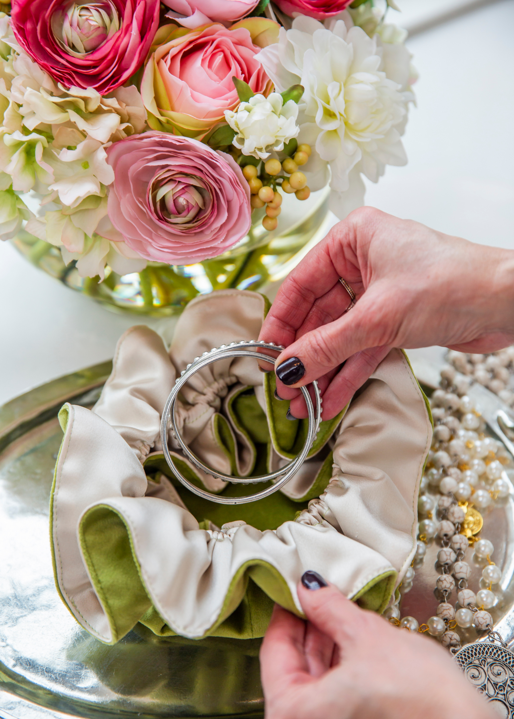 Arte Italica ACJBVR Jewelry Blossom Pouch, Velvet Rose