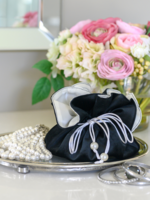 Arte Italica ACJBVB Jewelry Blossom Pouch, Velvet Black