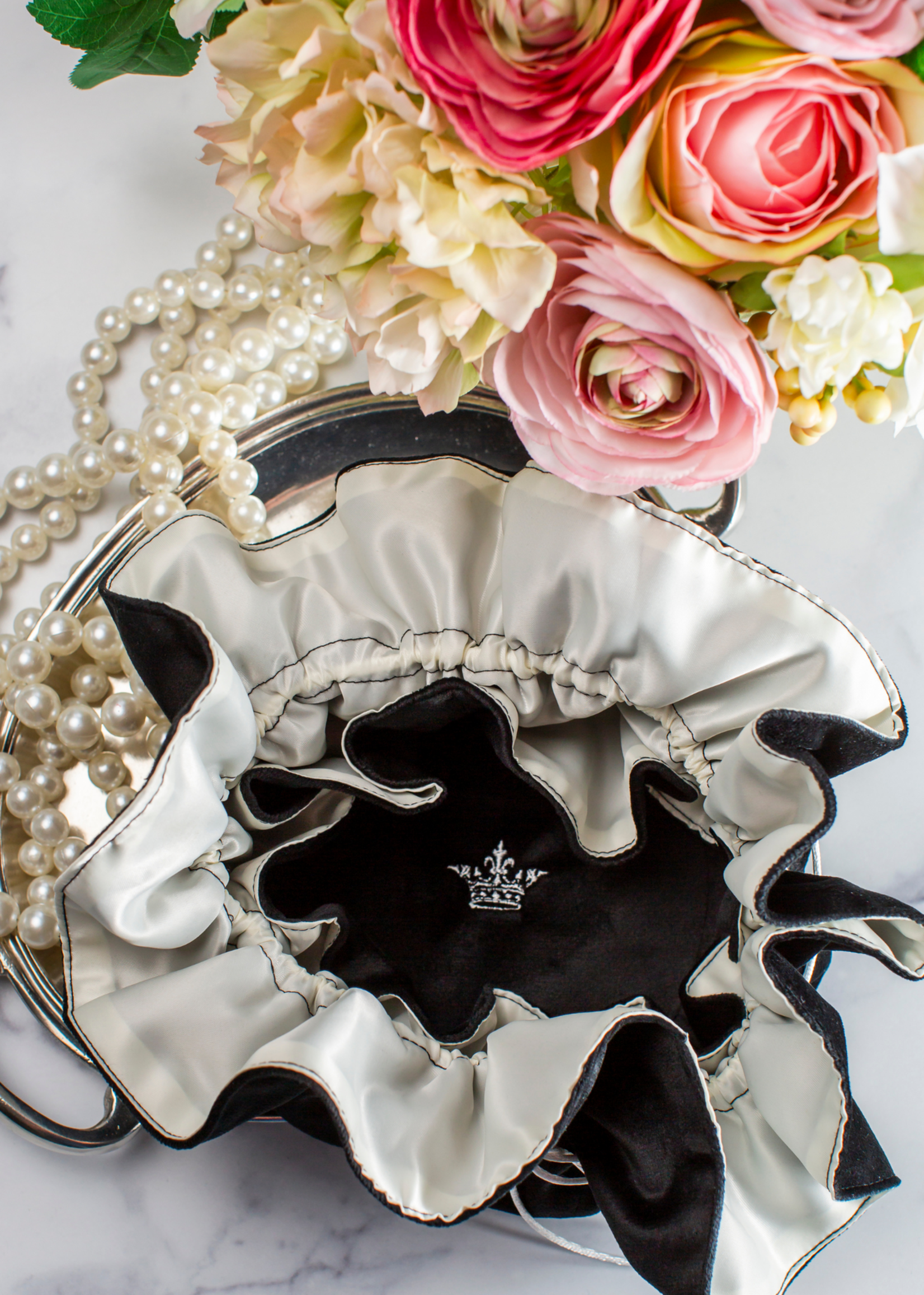 Arte Italica ACJBVB Jewelry Blossom Pouch, Velvet Black
