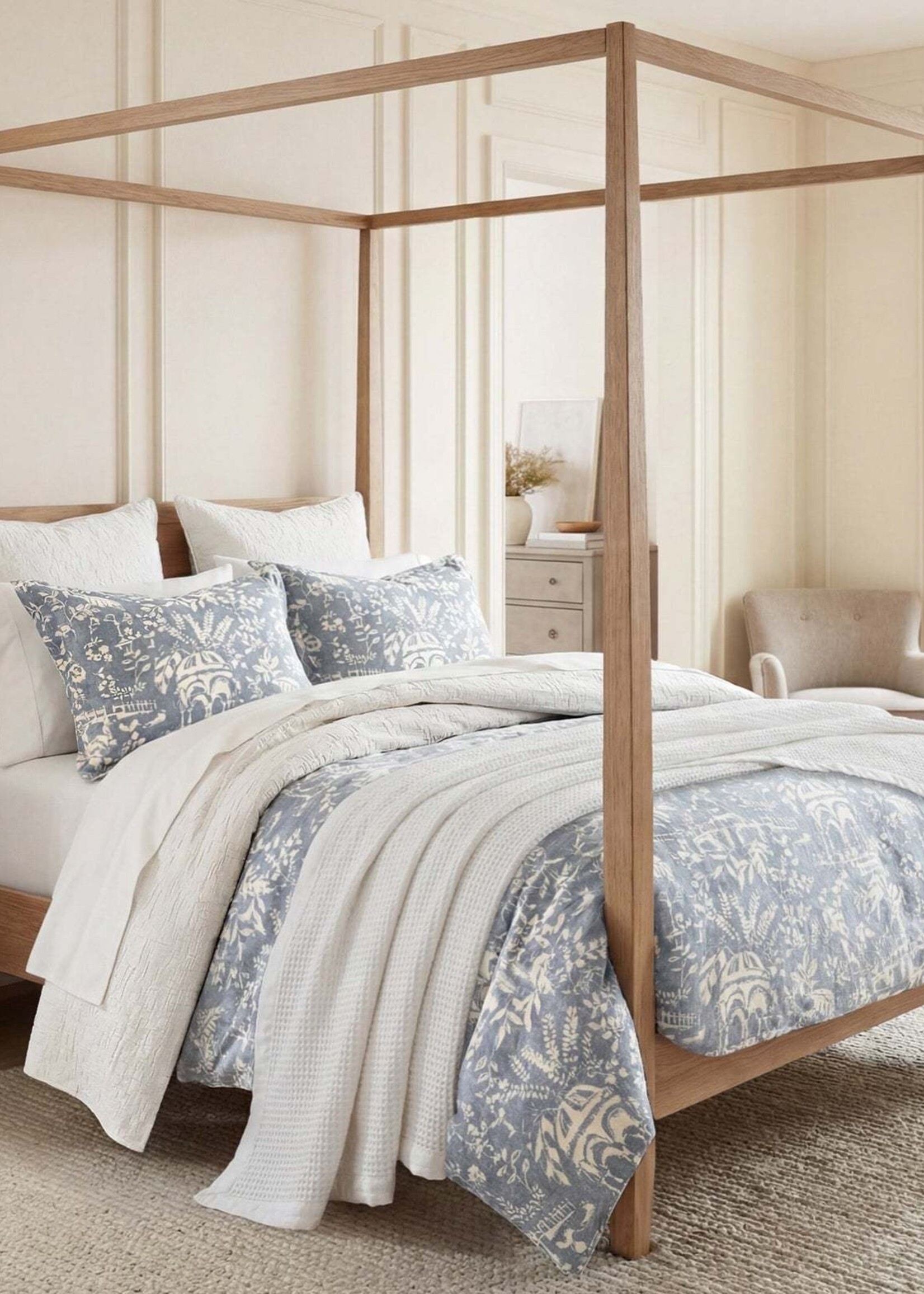 Hi End Accents Genoa Duvet Cover Set, King, Vintage Blue, 3PC  HE2546DS-KG-BL