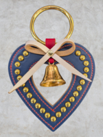 BELSNICKEL Open Heart-Studded w/ Bow Solid Brass Bell Lg Ring Top-Blue