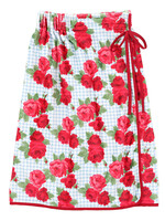 BELLA SLEEP + SPA Spa Wrap-B;ue Gingham Red-Rose w/ Bow