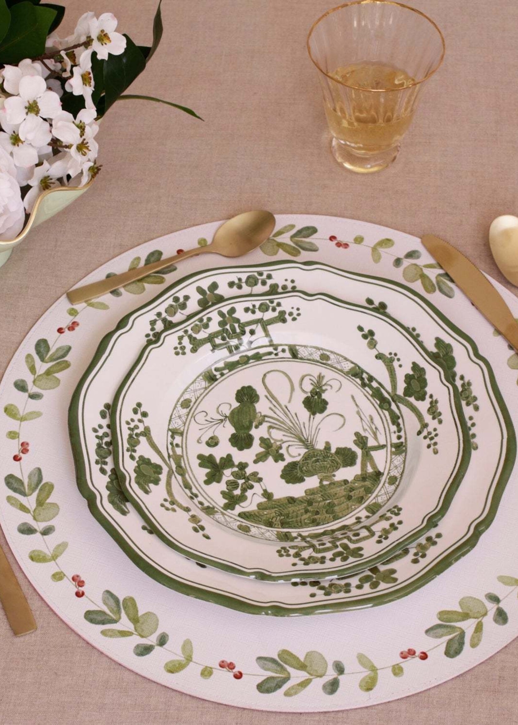 Beatriz Ball 3418 VIDA Faenza 9" Salad Plate WHITE & GREEN
