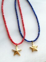 The Silver Wren Americana Star Necklace Red