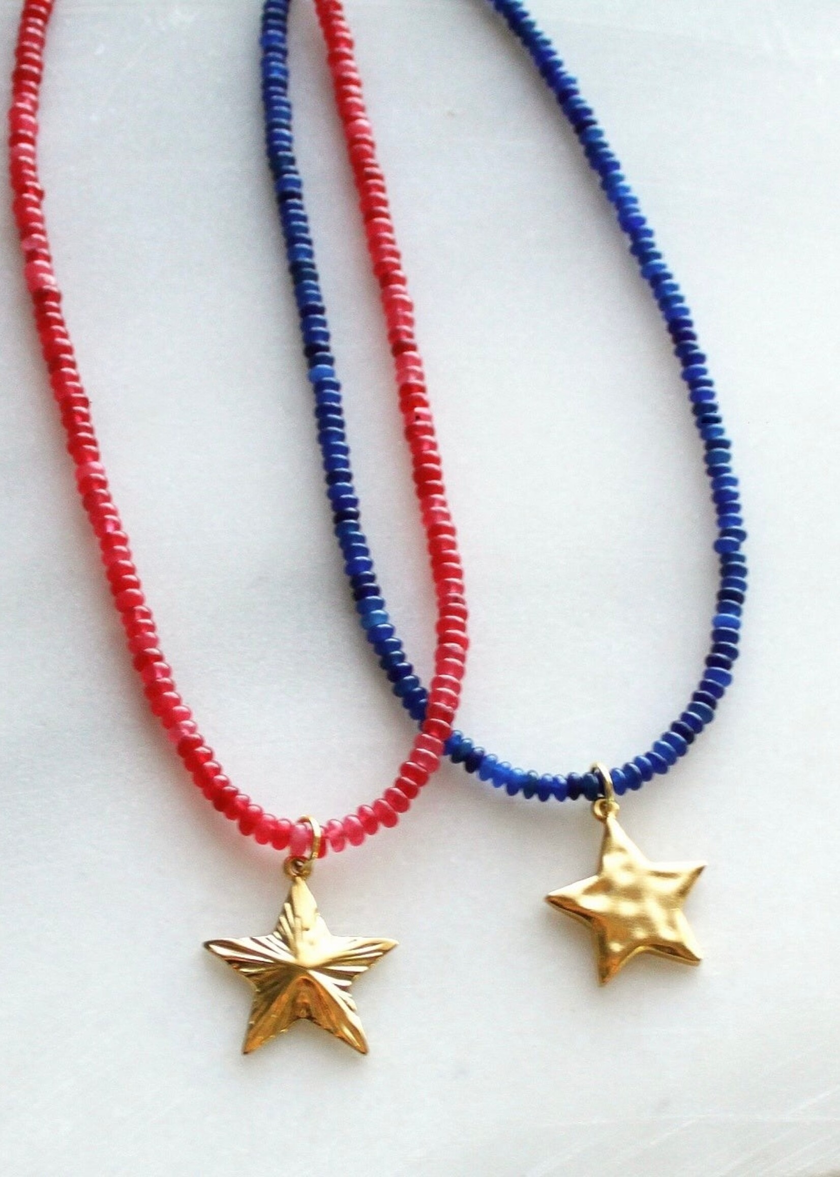 The Silver Wren Americana Star Necklace Red