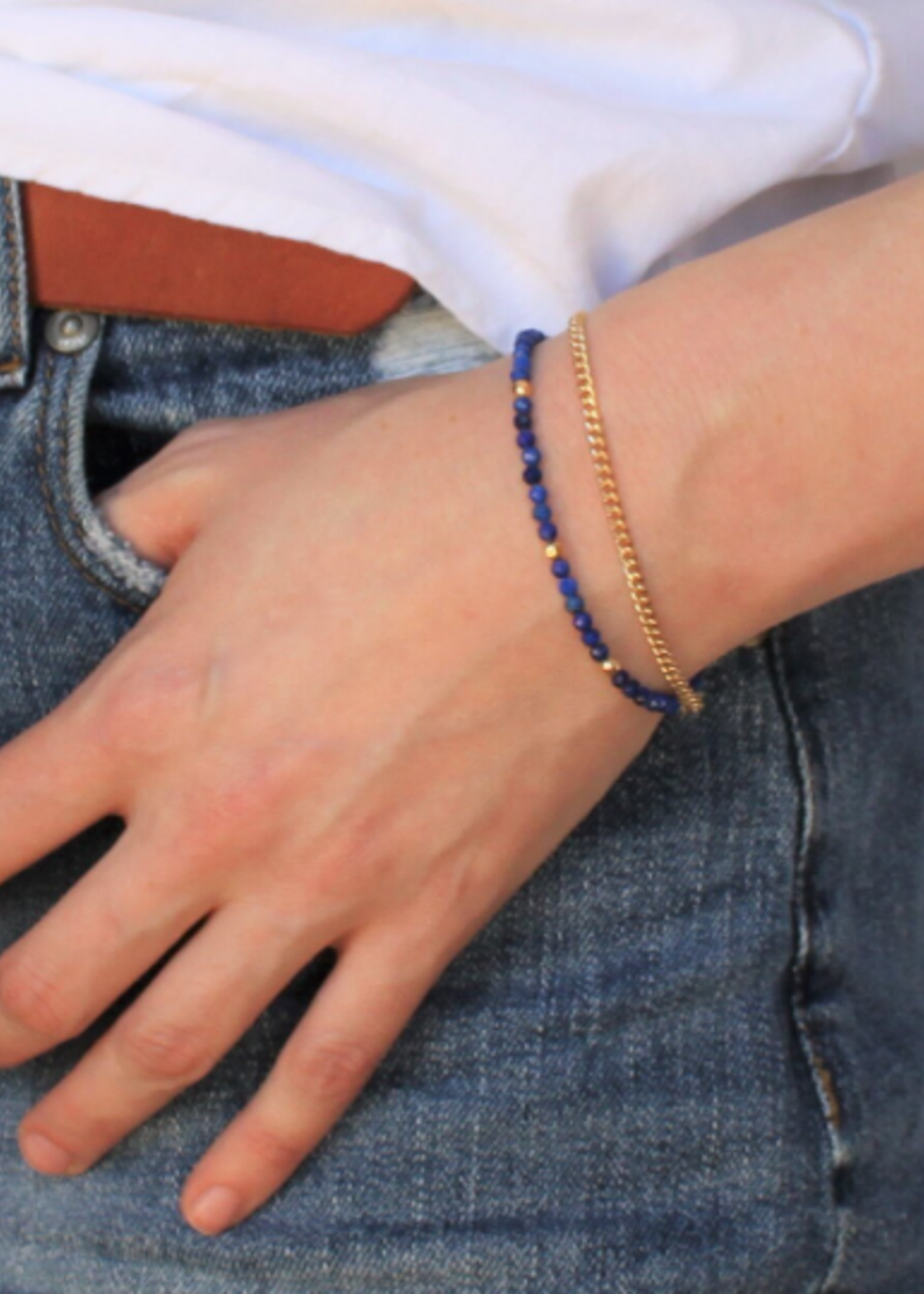 The Silver Wren Beaded Lapis Bracelet | 6.5 inch + 1.0 inch extender