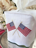 Arte Italica TB1034 Tissue Box Cover, American Flags, White