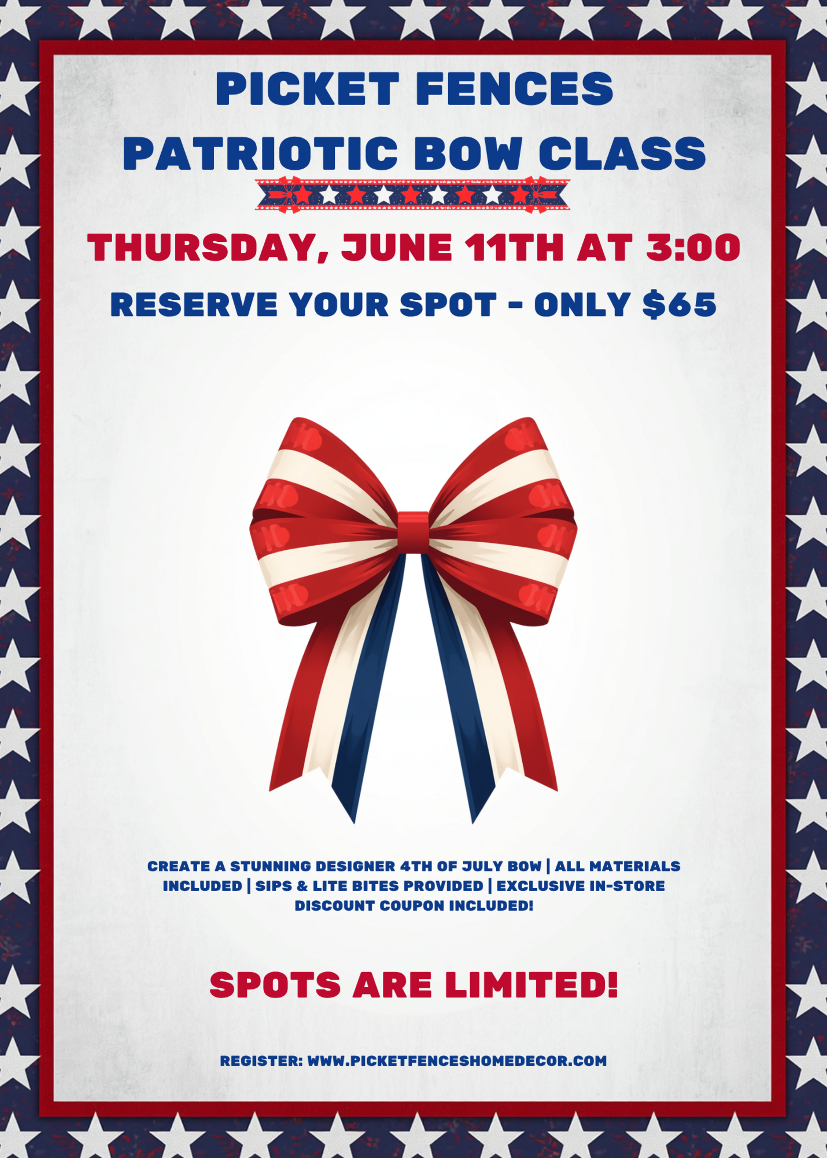 Events June 11th Patriotic Bow Class
